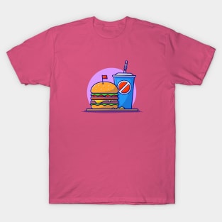 Burger And Soda Cartoon Vector Icon Illustration (6) T-Shirt